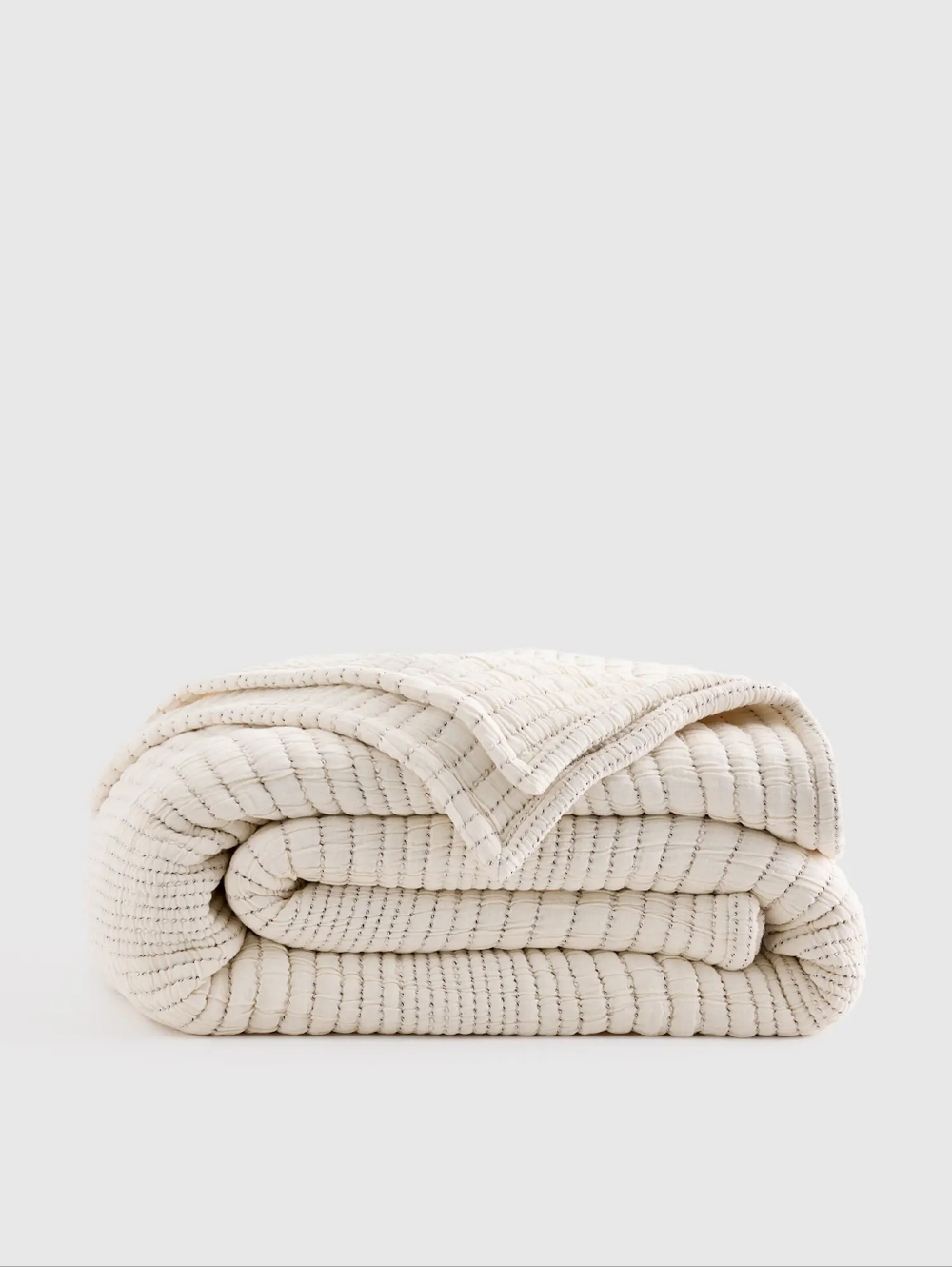 Quince Organic Cotton Channel Stitch Coverlet NWT Undyed